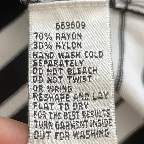 Rino Rossi Knits SS Crew Neck Rayon & Nylon Striped Knit Top Black + White Sz M - Picture 8 of 9